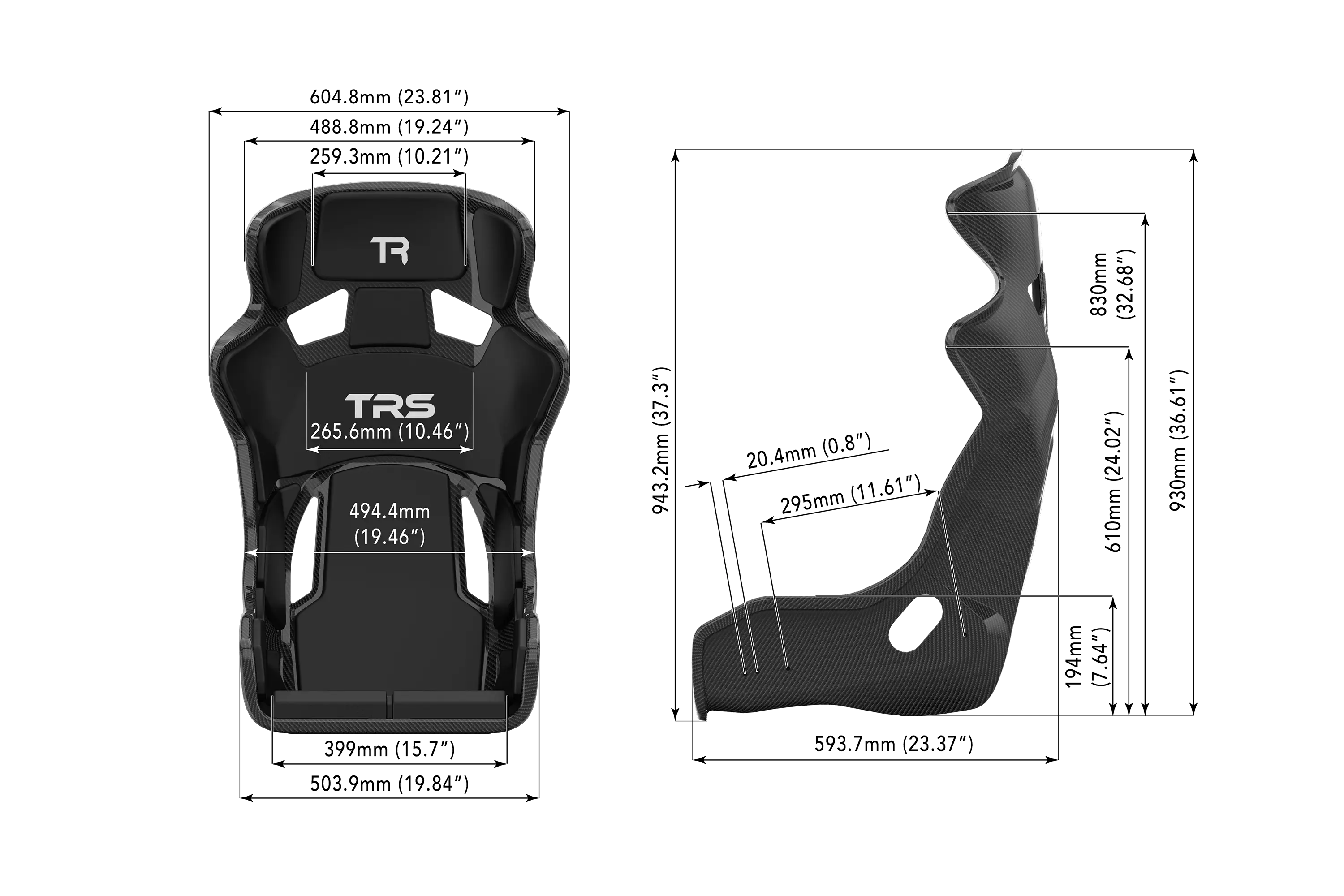 TRS TR Series GT Pro Racing Seat - Full Carbon Fiber - Image 3
